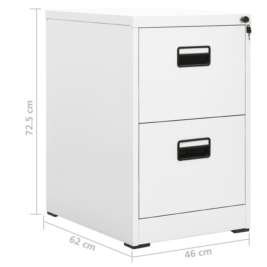 vidaXL Шкаф за папки, бял, 46x62x72,5 cм, стомана