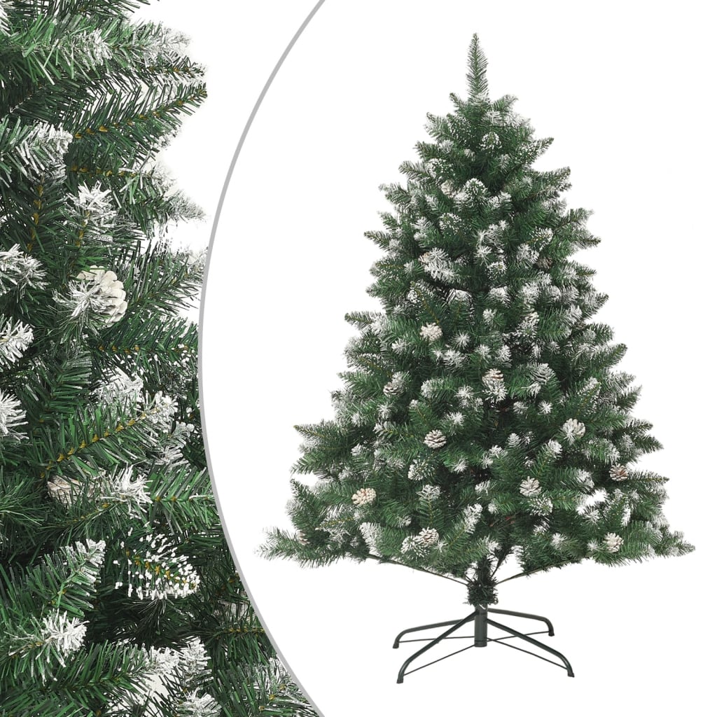 vidaXL Изкуствена коледна елха със стойка, 120 см, PVC