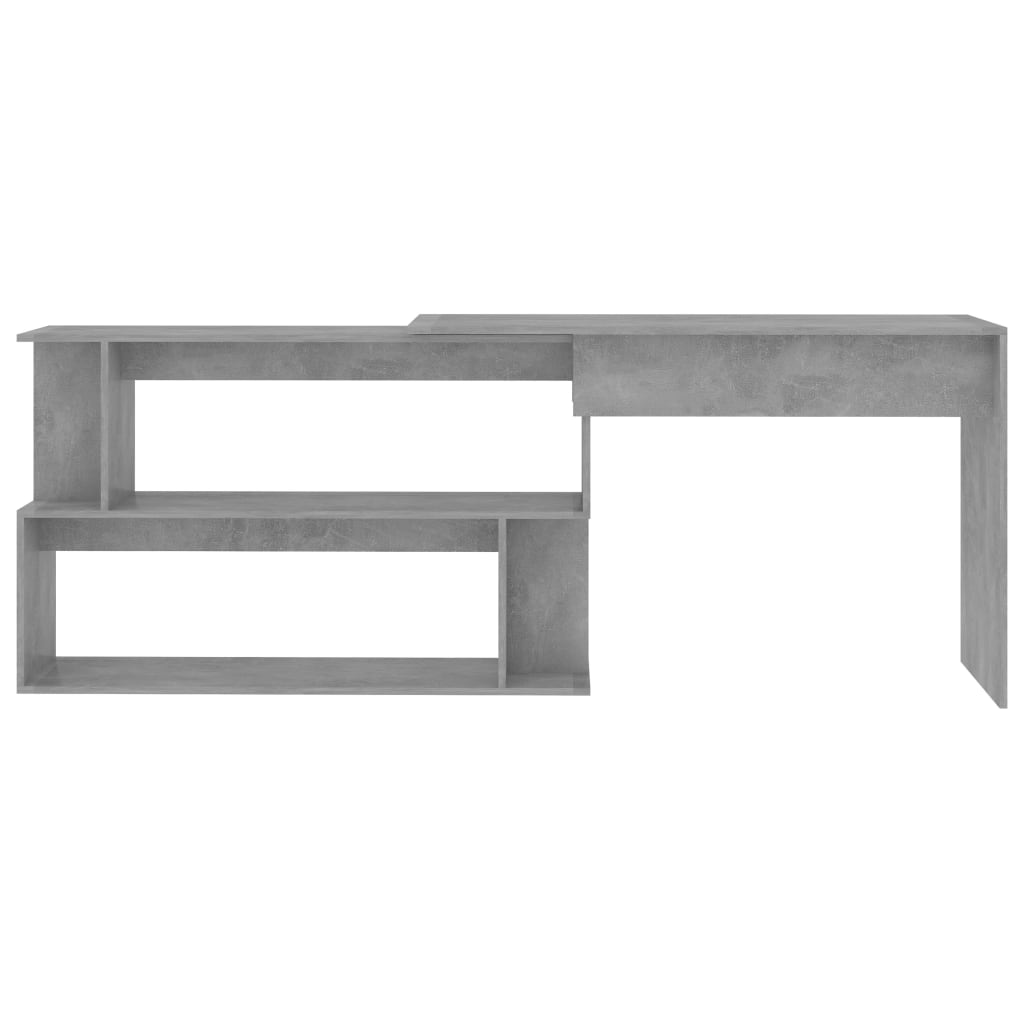 vidaXL Ъглово бюро, бетонно сиво, 200x50x76 см, ПДЧ