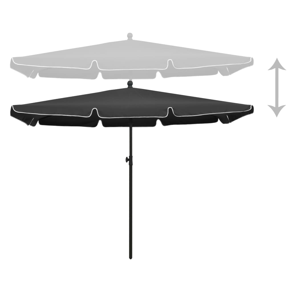 vidaXL Градински чадър с прът, 210x140 см, антрацит