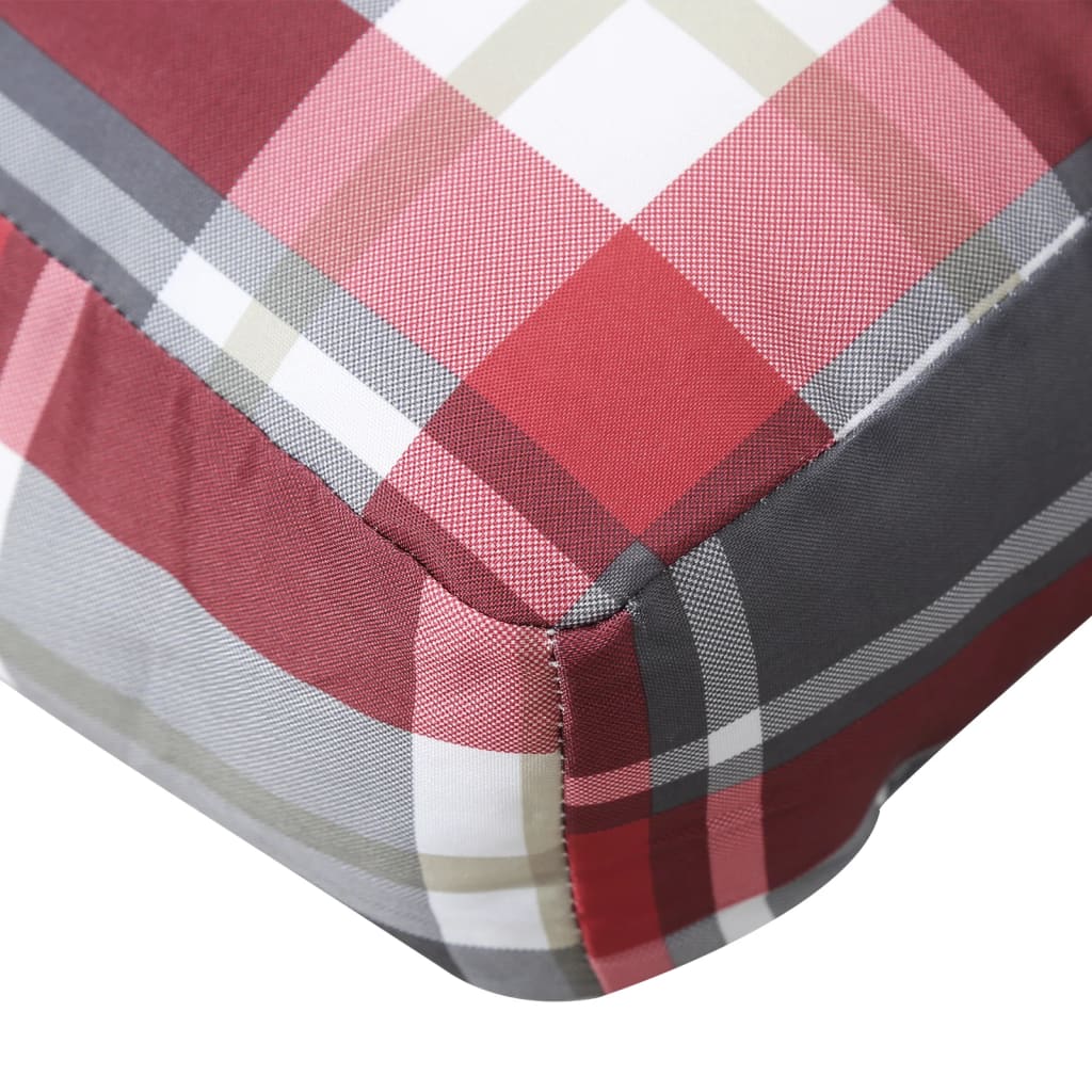 vidaXL Палетна възглавница, червено каре, 80x40x12 см, текстил