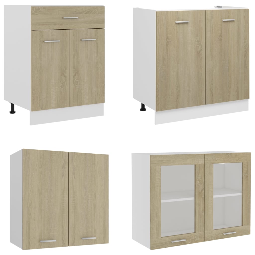 vidaXL Комплект кухненски шкафове от 4 части, дъб сонома, ПДЧ