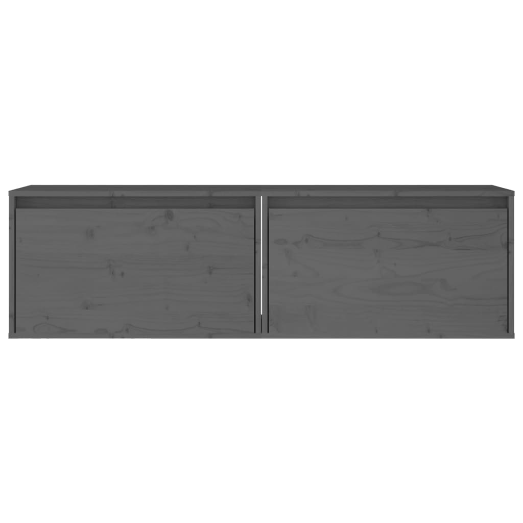 vidaXL Стенни шкафове, 2 бр, сиви, 60x30x35 см, бор масив