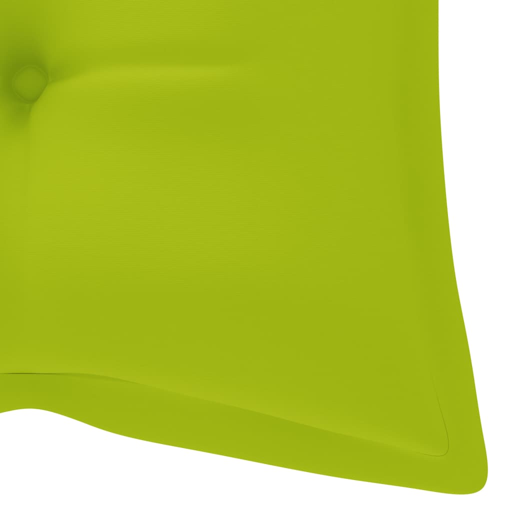 vidaXL Градинска пейка с яркозелено шалте, 120 см, тик масив