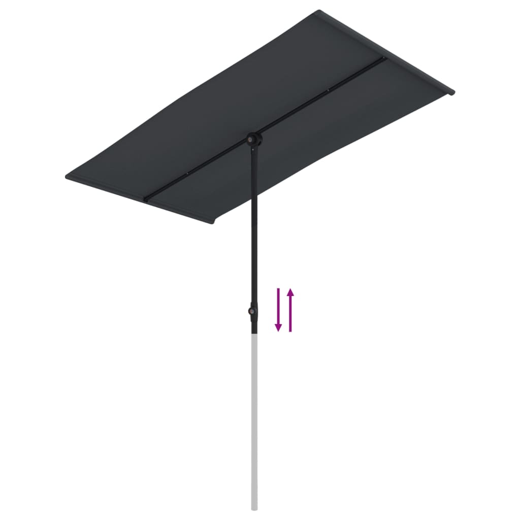 vidaXL Градински чадър с алуминиев прът, 180x110 см, черен