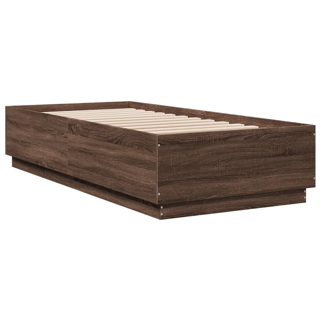 vidaXL Рамка за легло, кафяв дъб, 100x200 см, инженерно дърво