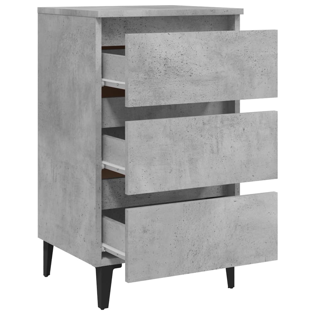 vidaXL Нощни шкафчета с метални крака, 2 бр, бетонно сиви, 40x35x69 см