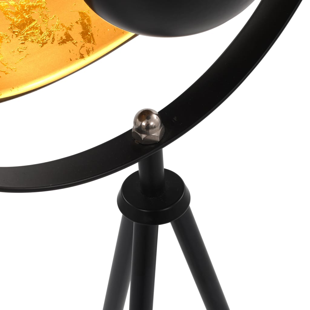 vidaXL Наземна лампа, E27, черно и златисто, 31 см
