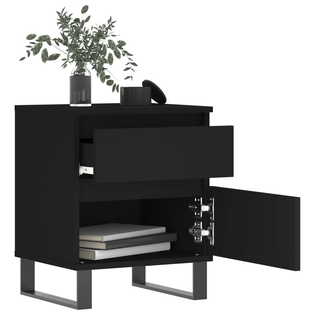 vidaXL Нощно шкафче, черно, 40x35x50 cm инженерно дърво