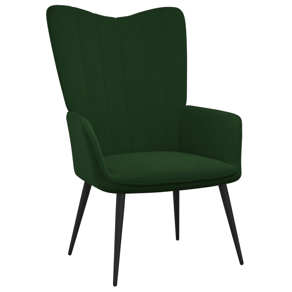 vidaXL Релаксиращ стол, тъмнозелен, кадифе
