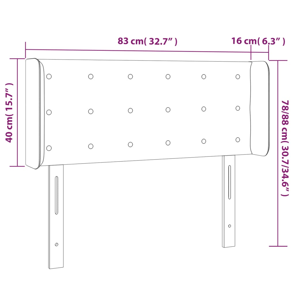 vidaXL Горна табла за легло, розова, 83x16x78/88 см, изкуствена кожа