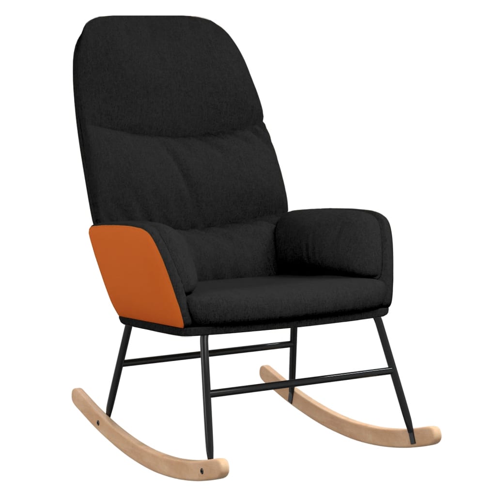 vidaXL Люлеещ стол с табуретка, черен, плат