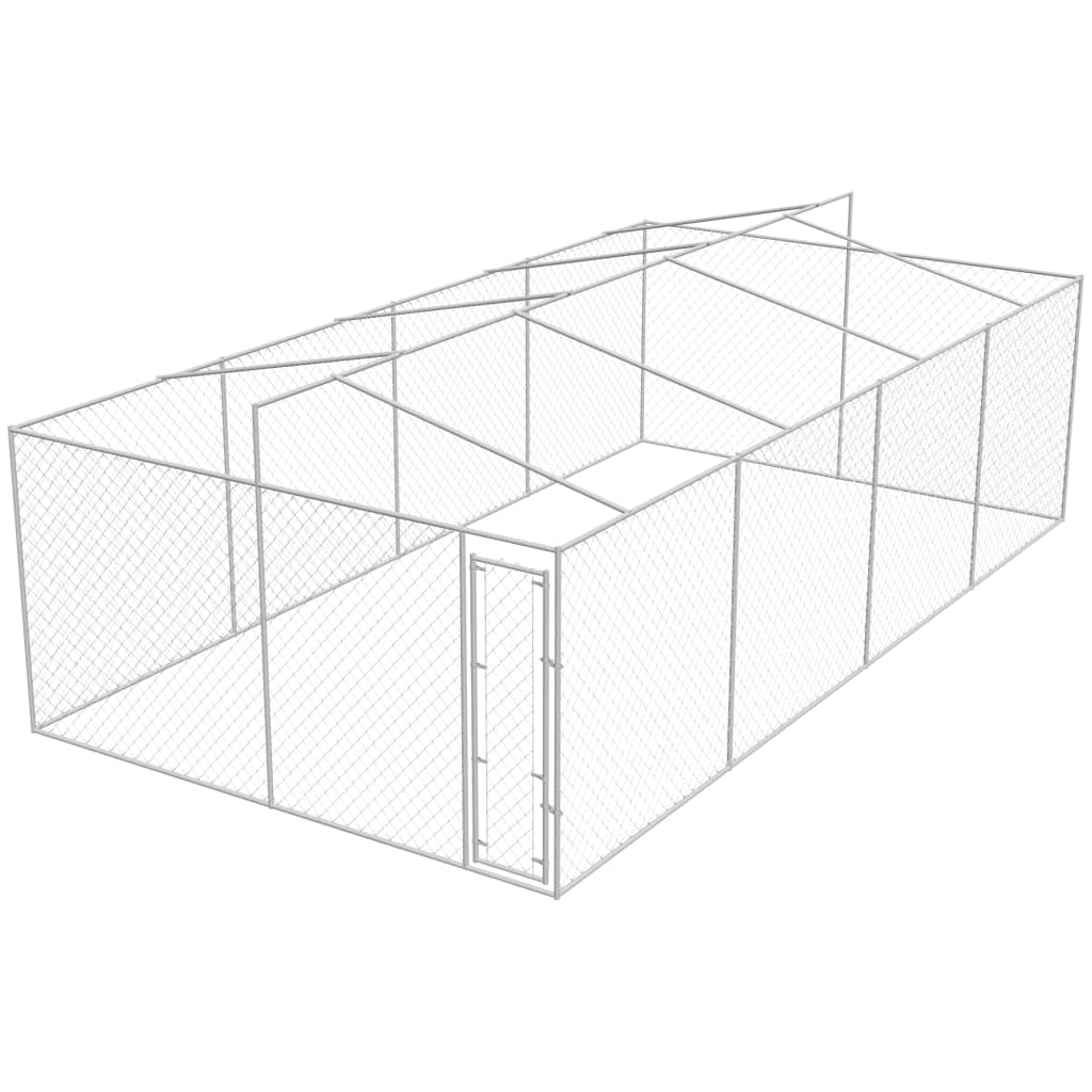 vidaXL Дворна клетка за кучета с покрив поцинкована стомана 8x4x2,4 м