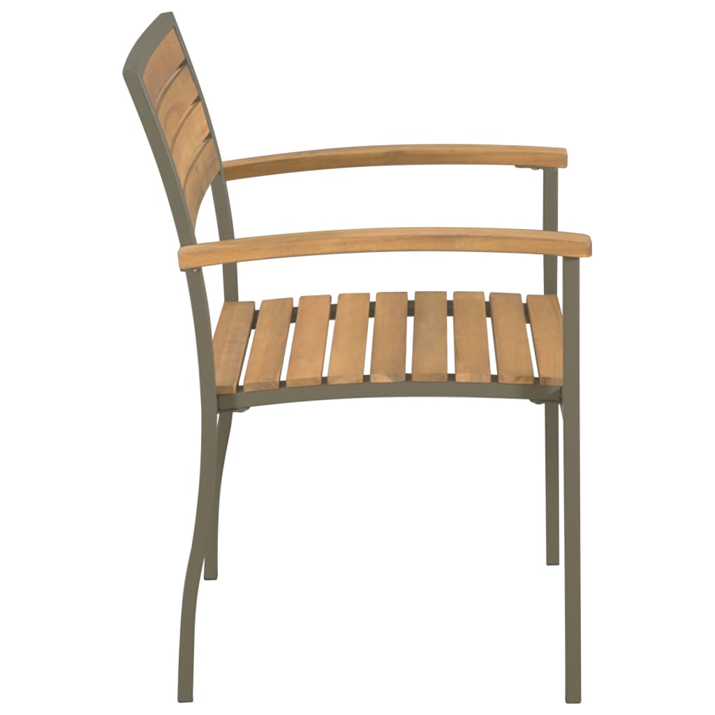 vidaXL Стифиращи външни столове, 2 бр, акациево дърво масив и стомана