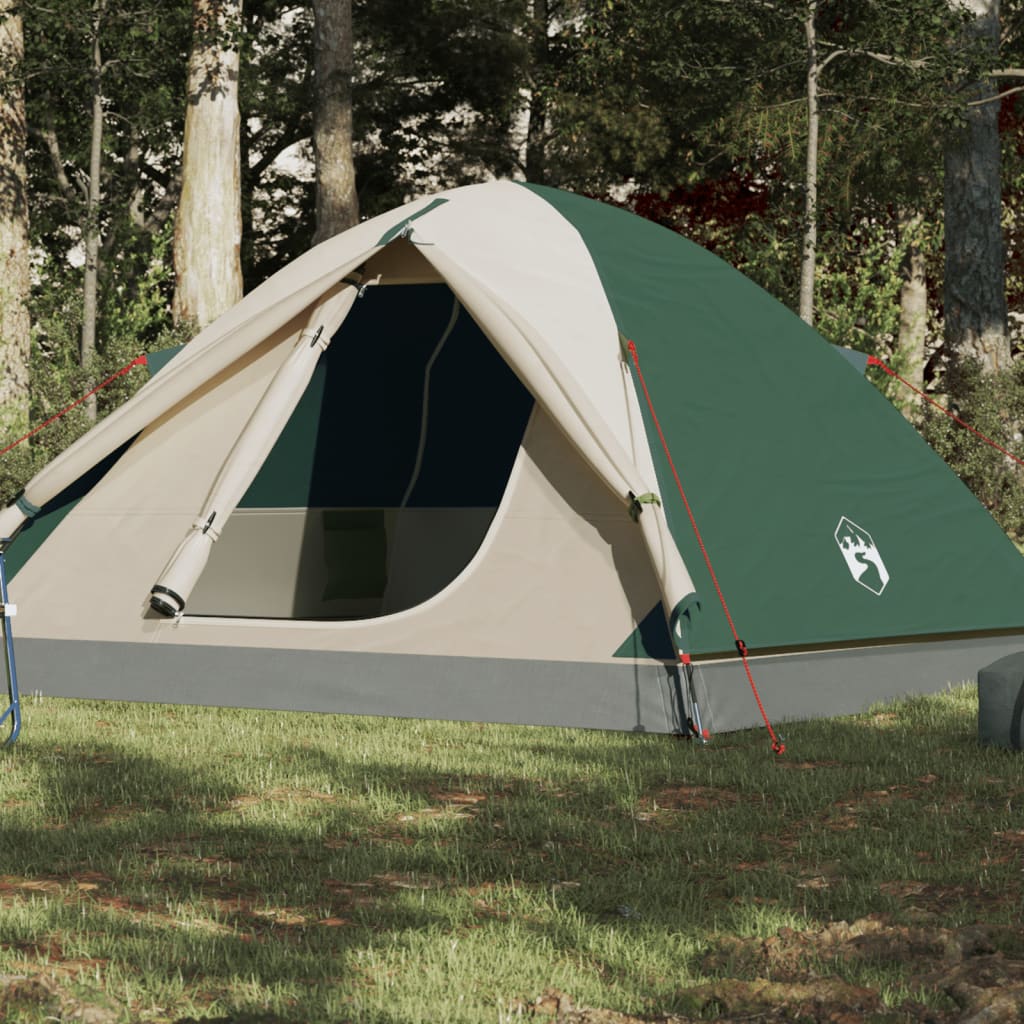 vidaXL Куполна къмпинг палатка, 3-местна, зелена, водоустойчива