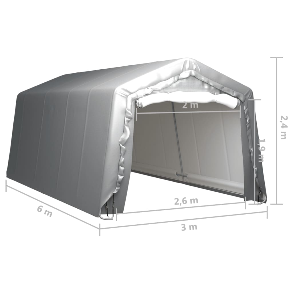 vidaXL Палатка за съхранение, 300x600 см, стомана, сива