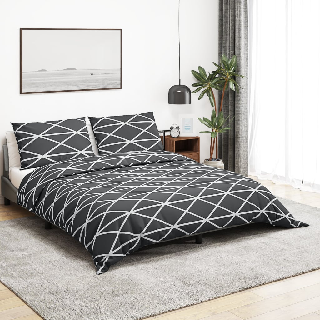 vidaXL Комплект спално бельо, сив, 240x220 см, памук