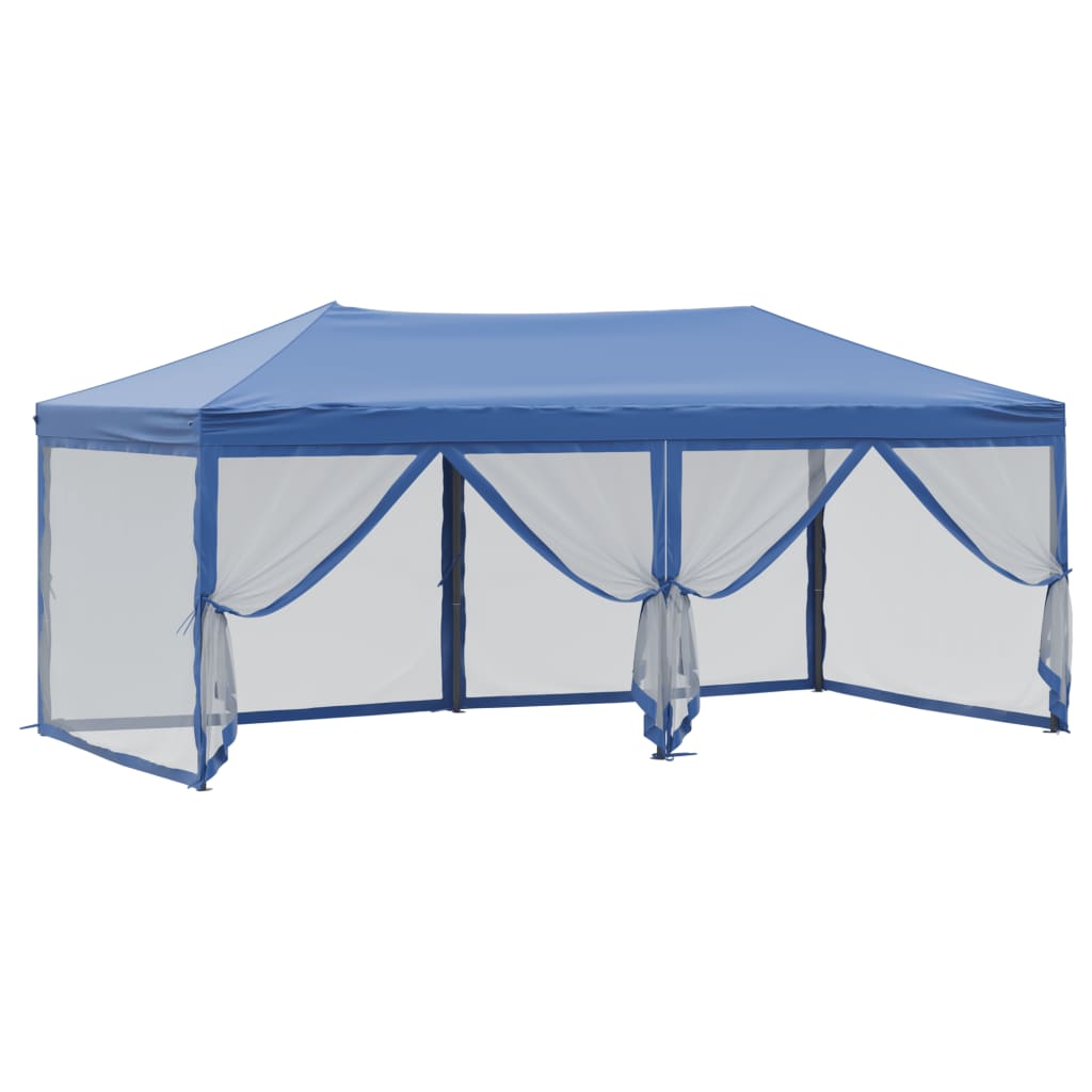 vidaXL Сгъваема парти палатка със странични стени, синя, 3x6 м