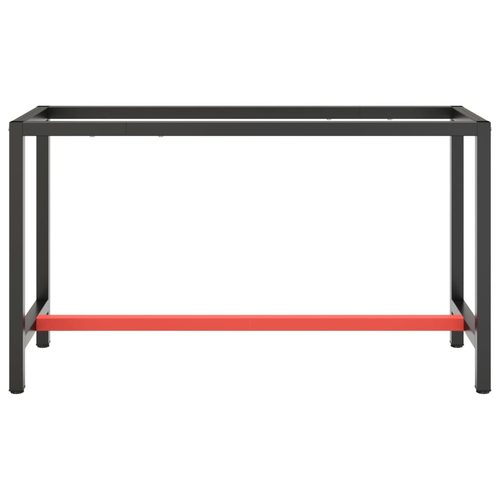 vidaXL Рамка за работна маса матово черно и червено 140x50x79 см метал