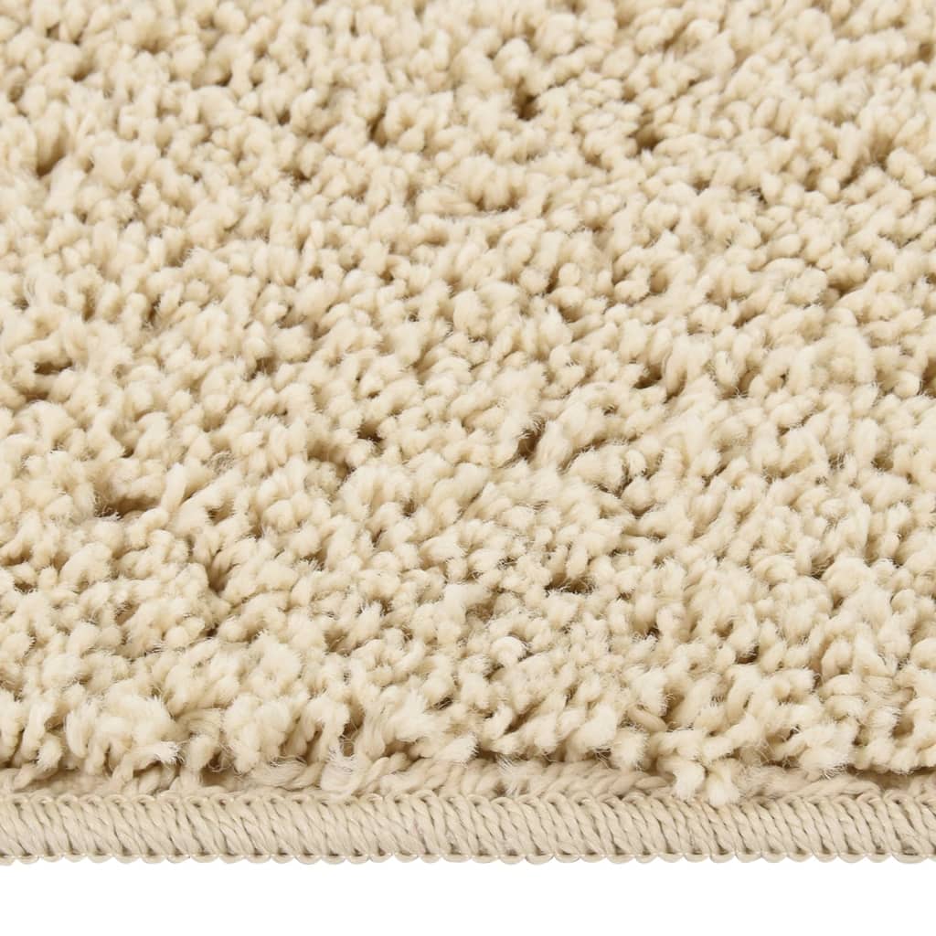 vidaXL Шаги килим, кремав, 120x170 см, противоплъзгащ