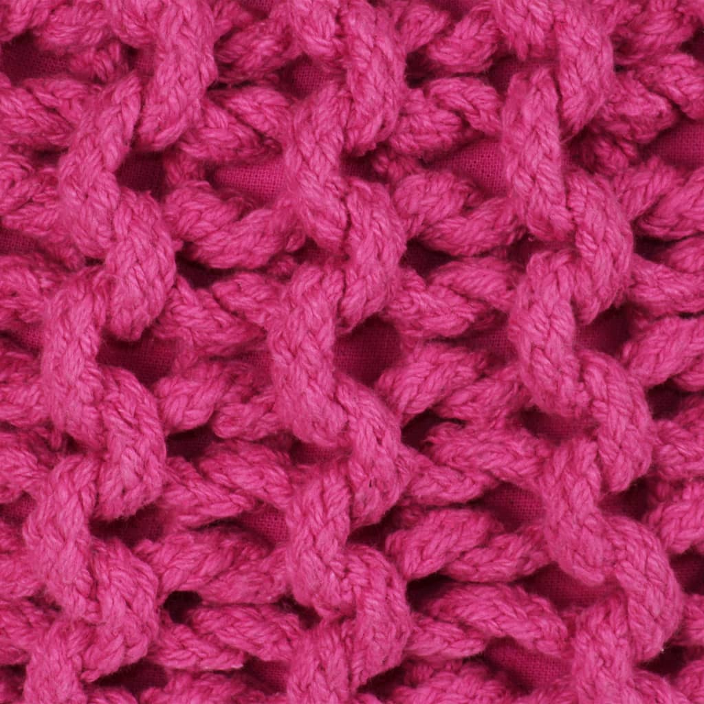 vidaXL Ръчно плетен пуф, памук, 50x35 см, розов