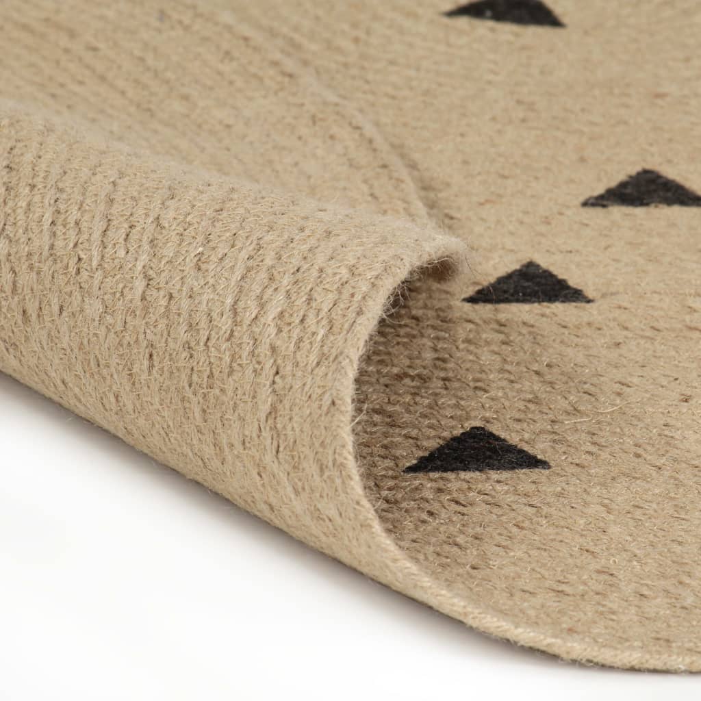 vidaXL Ръчно тъкан килим от юта, принт триъгълници, 150 см