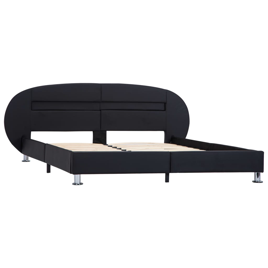 vidaXL Рамка за легло с LED, черна, изкуствена кожа, 120x200 cм