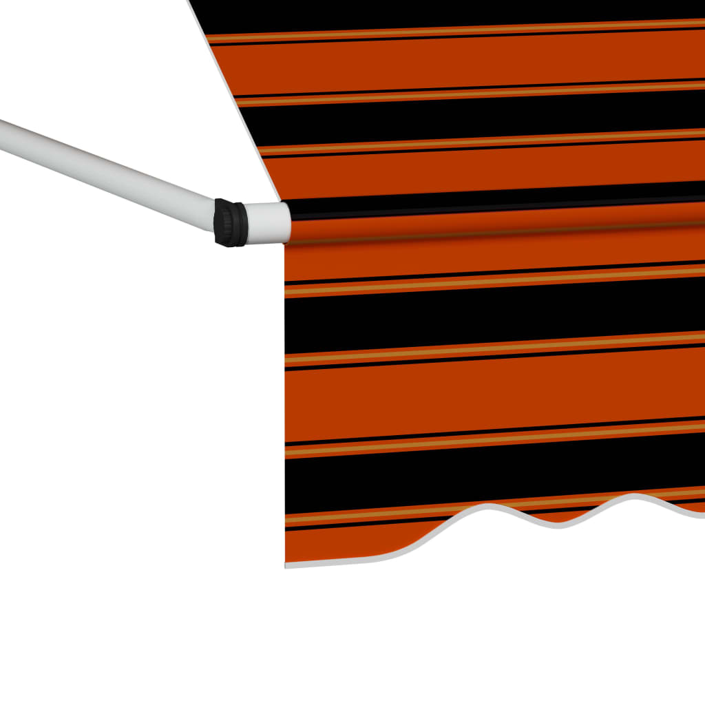 vidaXL Ръчно прибиращ се сенник, 400 см, оранжево и кафяво