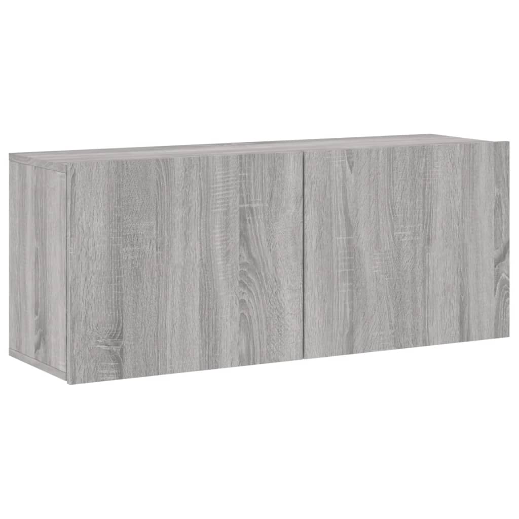 vidaXL ТВ стенни шкафове, 5 части, сив сонома, инженерно дърво