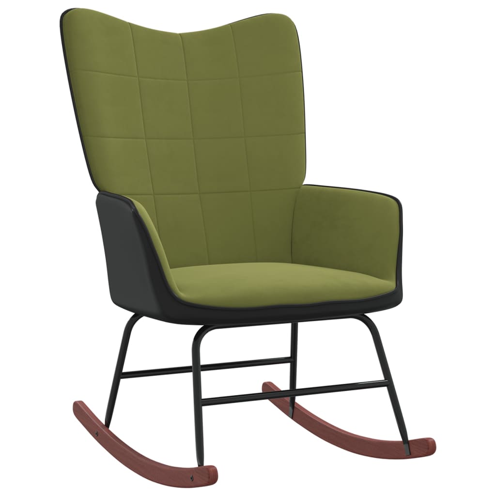 vidaXL Люлеещ се стол, светлозелен, кадифе и PVC