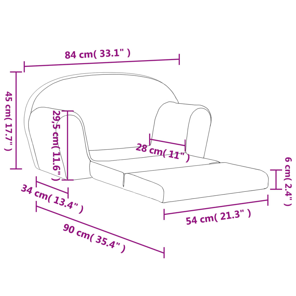 vidaXL Детско диванче-легло, 2-местно, розово, мек плюш