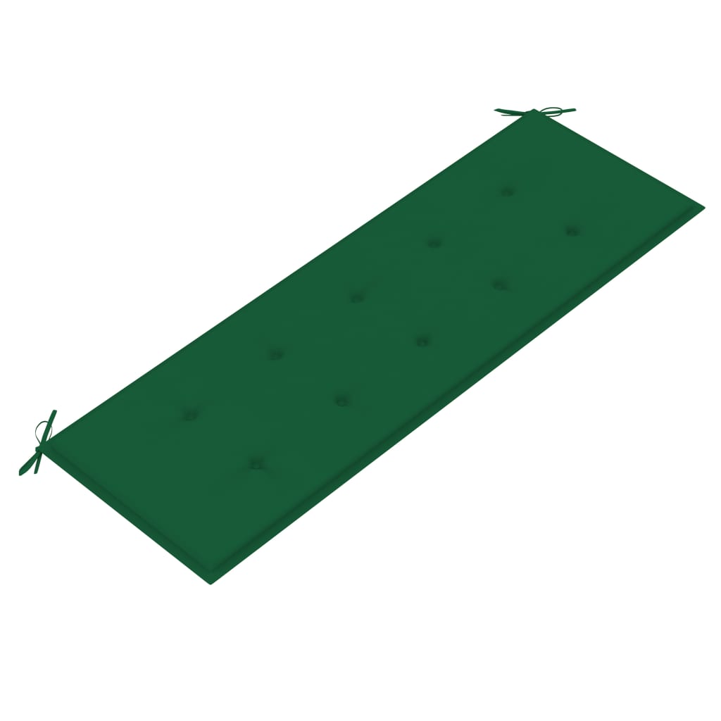 vidaXL Градинска пейка със зелено шалте, 150 см, тик масив