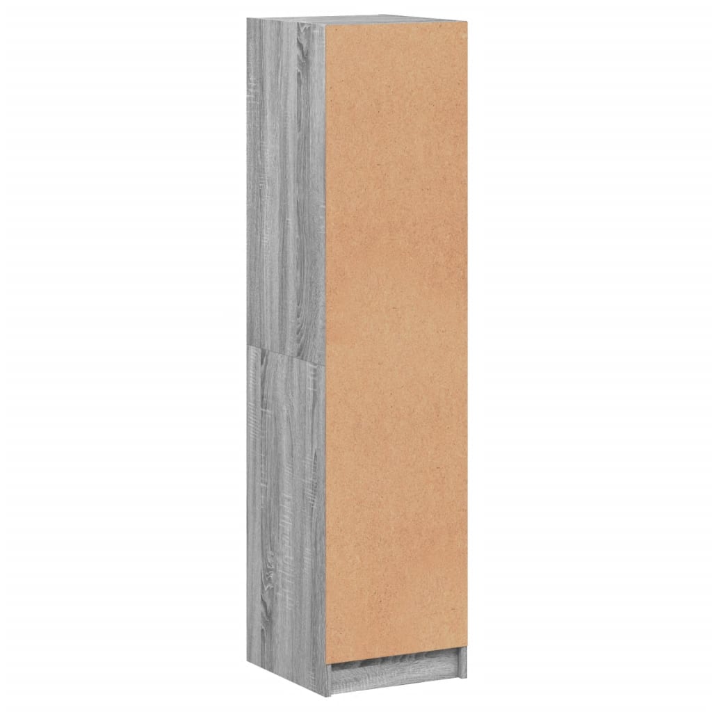 vidaXL Висок шкаф със стъклена врати, сив сонома, 35x37x142 см