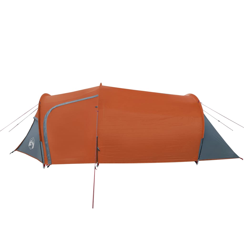 vidaXL Къмпинг палатка тунелна за 2 души сиво и оранжево водоустойчива