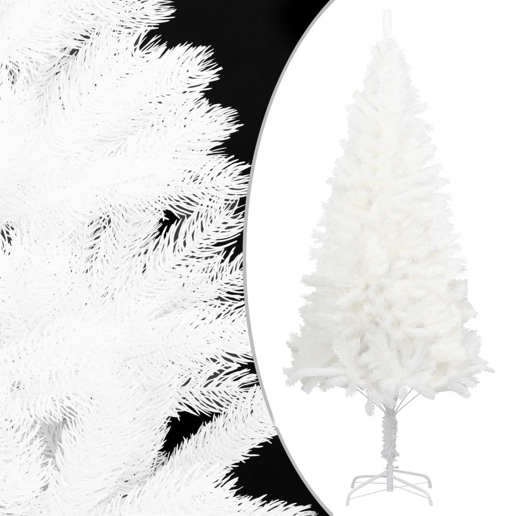 vidaXL Изкуствено коледно дърво, реалистични иглички, бяло, 210 см