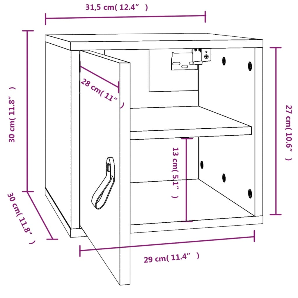 vidaXL Стенни шкафове, 2 бр, меденокафяви, 31,5x30x30 см, бор масив