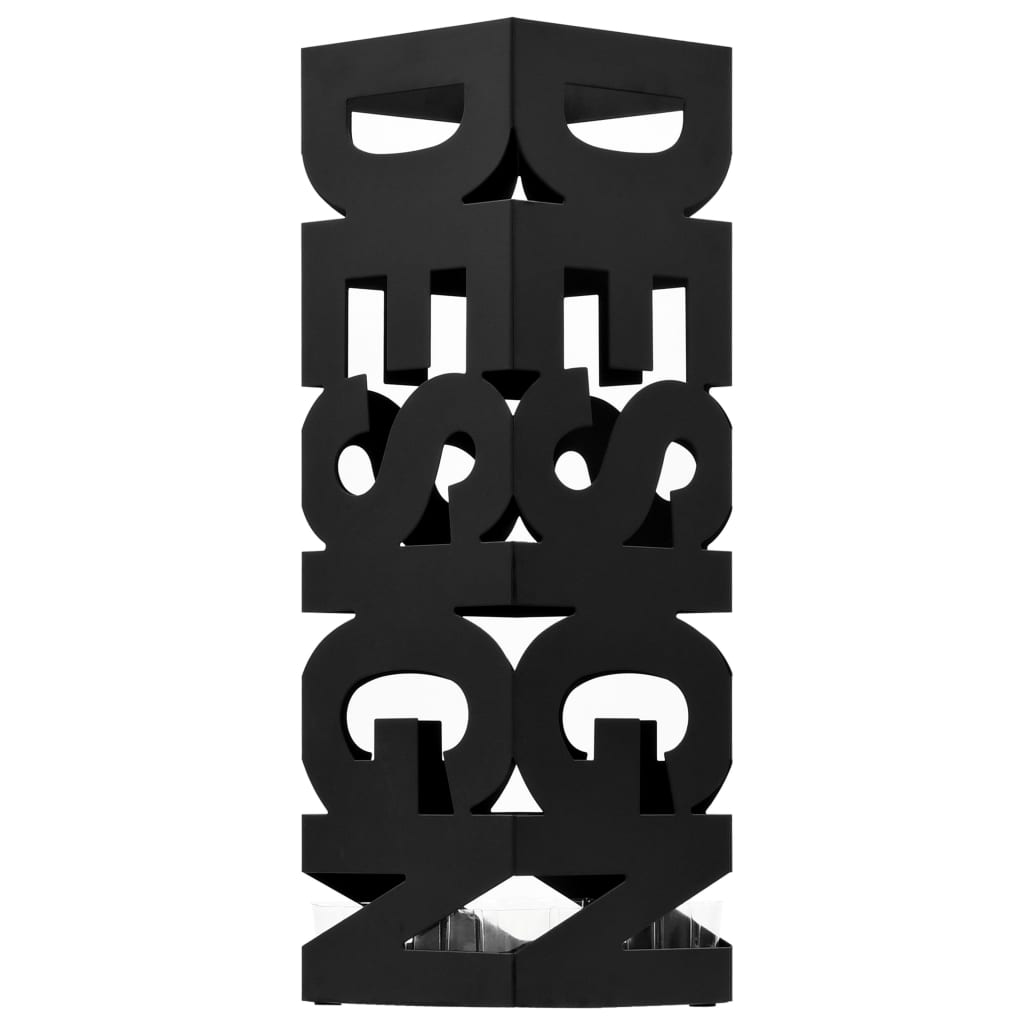 vidaXL Поставка за чадъри "Дизайн", стомана, черна