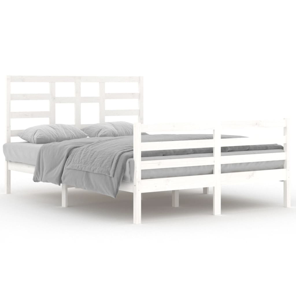 vidaXL Рамка за легло, бяла, дърво масив, 140x200 см
