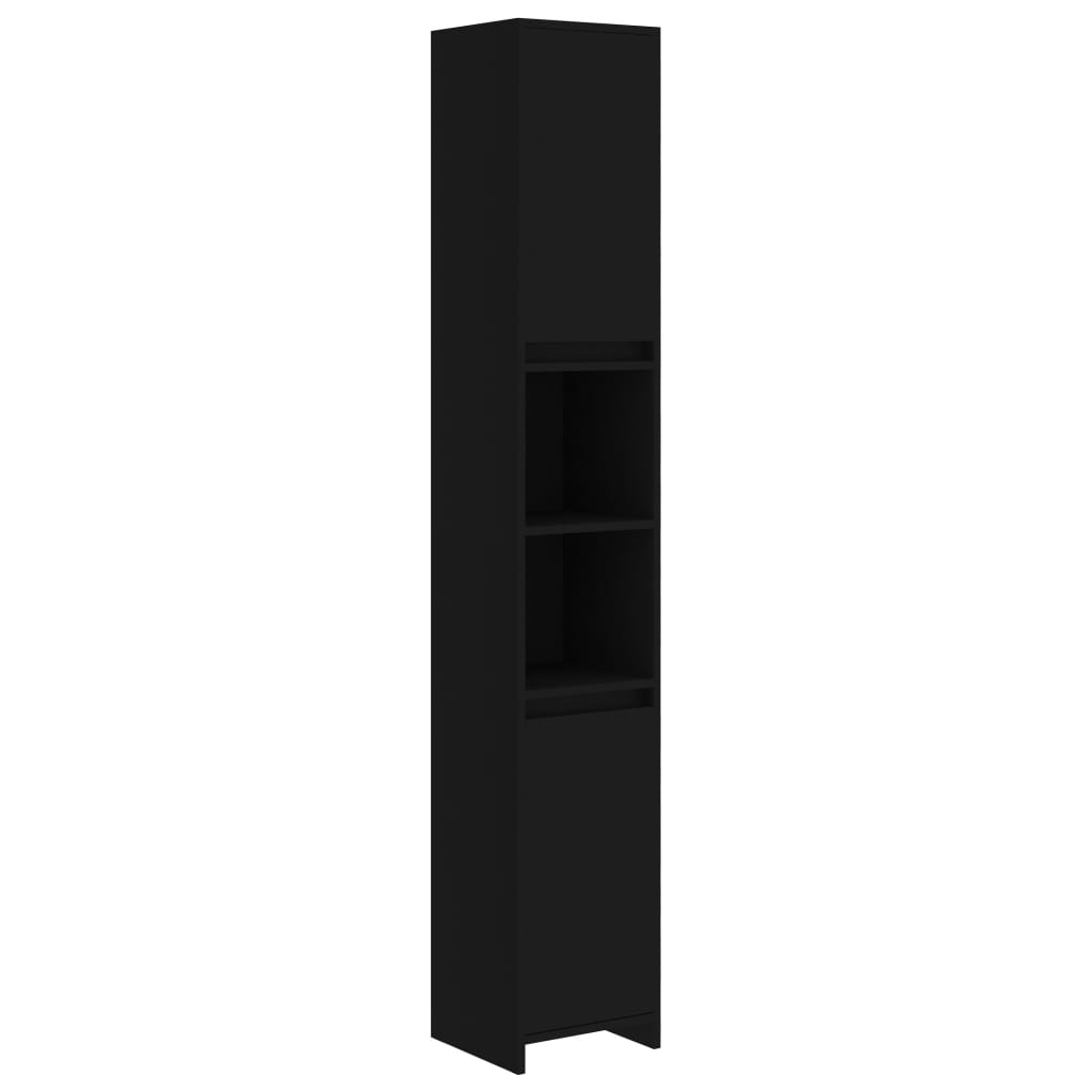 vidaXL Шкаф за баня, черен, 30x30x183,5 см, ПДЧ