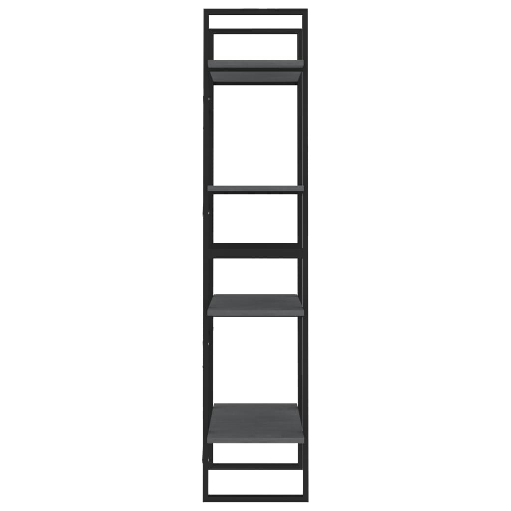 vidaXL 4-етажна библиотека, сива, 60x30x140 см, борово дърво масив
