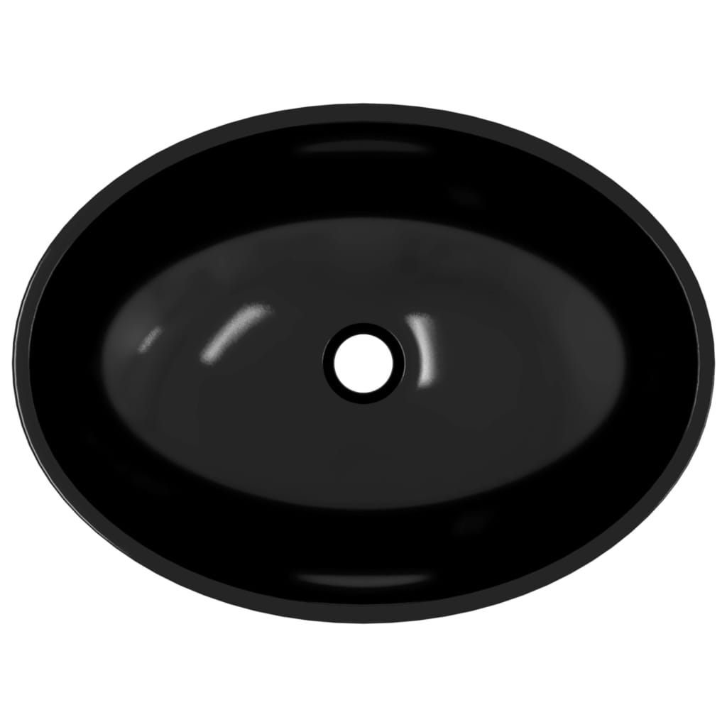 vidaXL Стъклена мивка 50x37x14 см черна