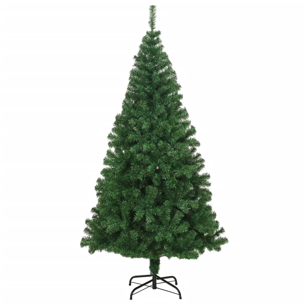 vidaXL Изкуствена коледна елха с гъсти клонки, зелена, 210 см, PVC