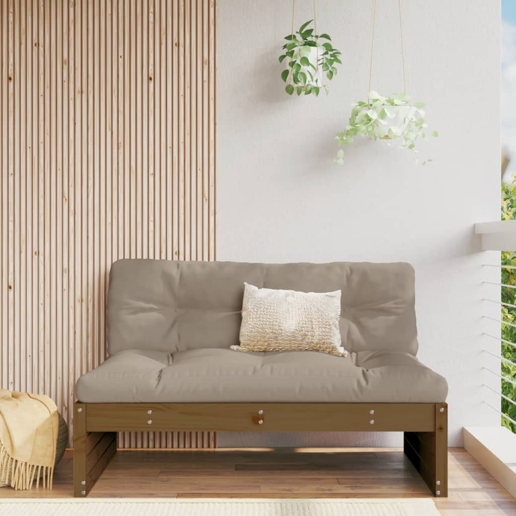vidaXL Среден диван, меденокафяв, 120x80 см, борово дърво масив