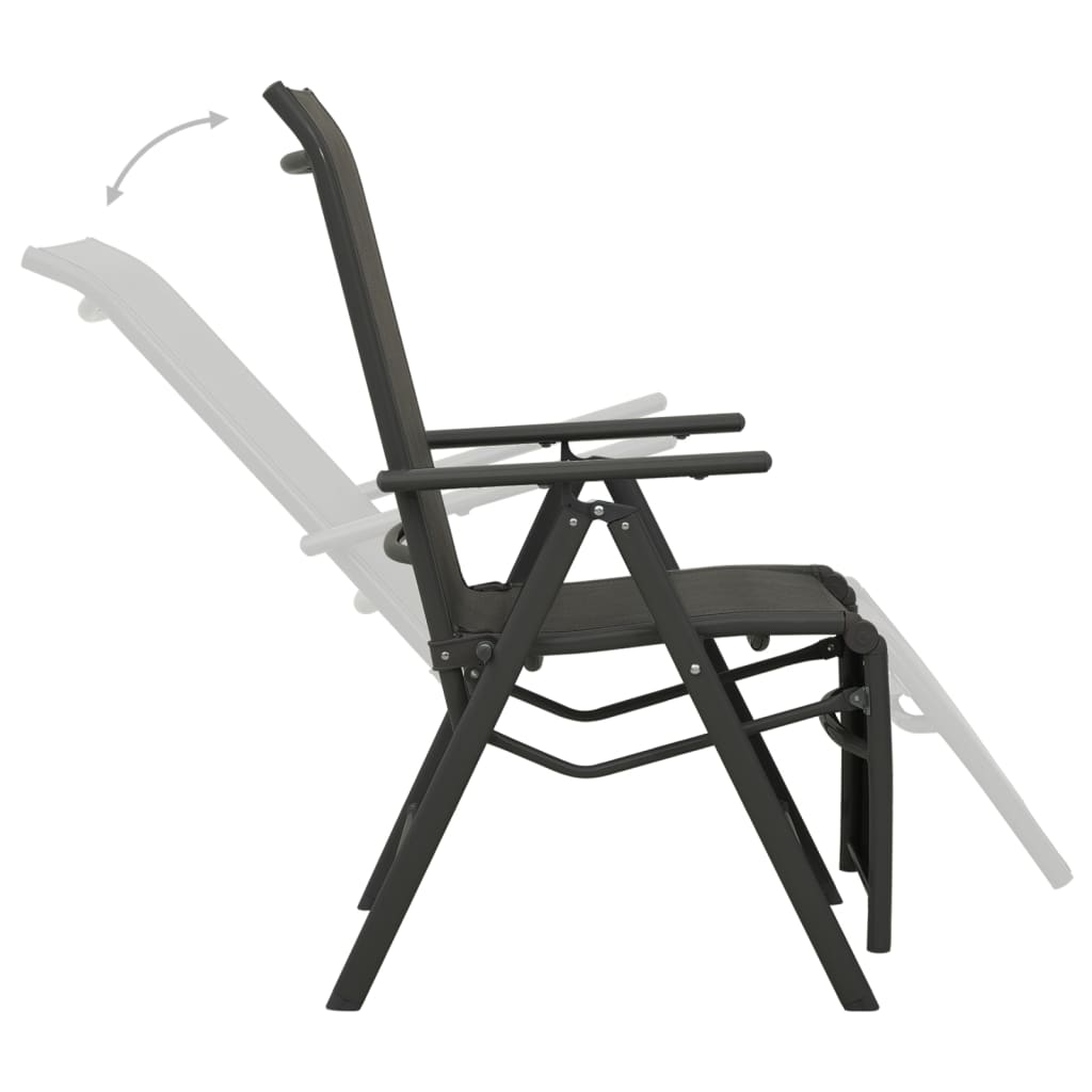 vidaXL Накланящи се градински столове 2 бр textilene и алуминий черни