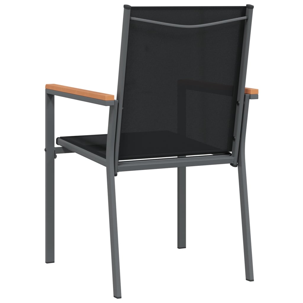 vidaXL Градински столове 2 бр черни 55x61,5x90 см Textilene и стомана