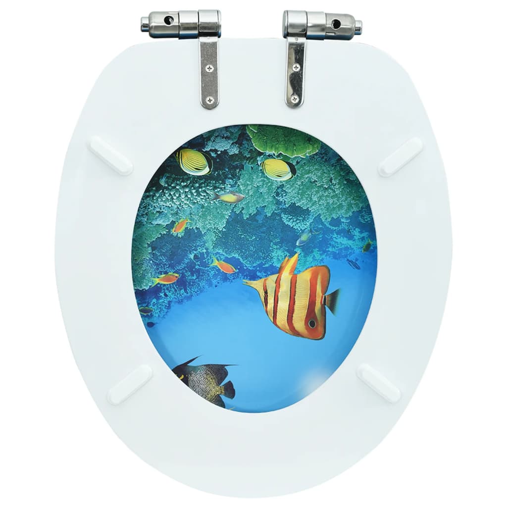 vidaXL Тоалетна седалка капак с плавно затваряне МДФ океански пейзаж