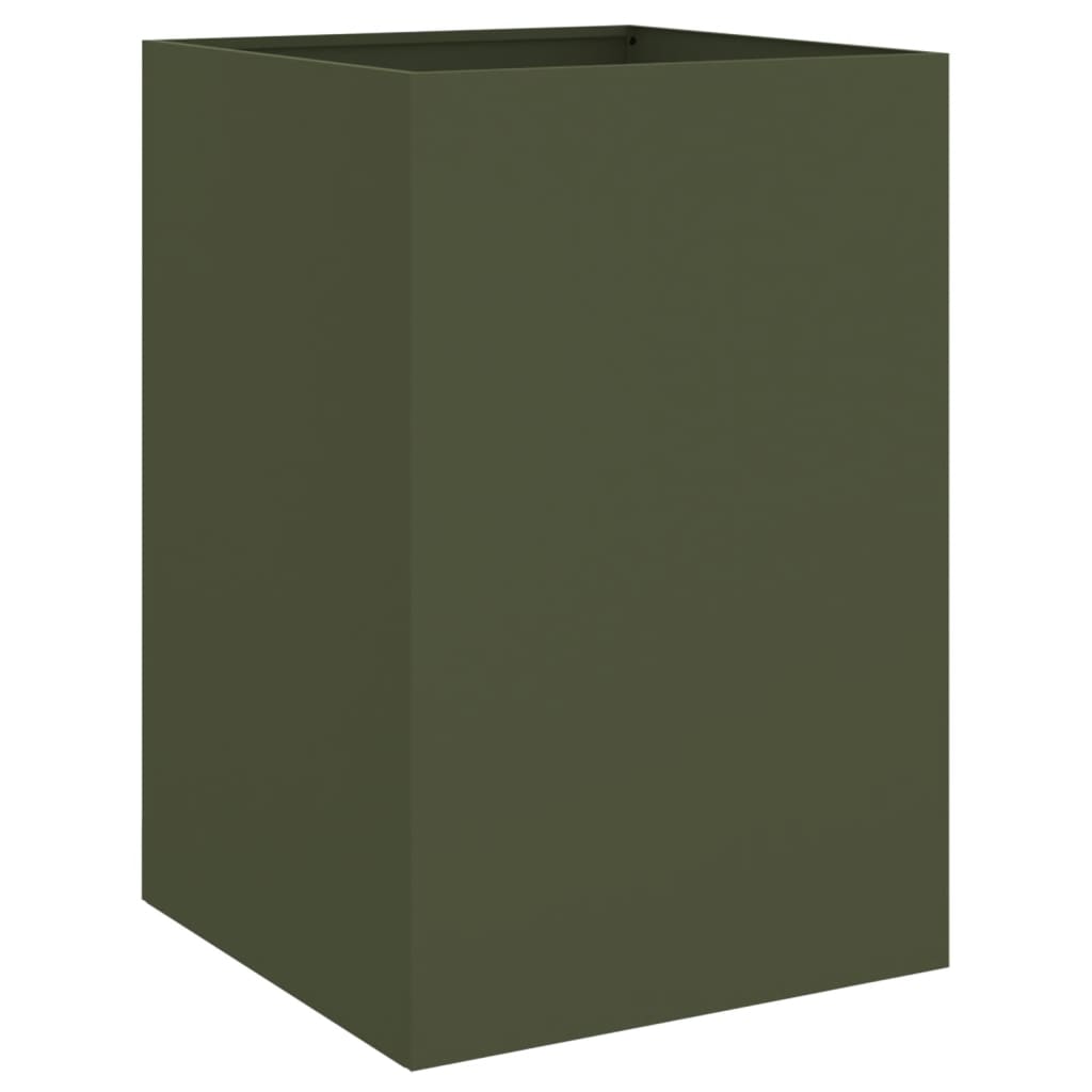 vidaXL Кашпа, маслиненозелена, 52x48x75 см, студеновалцувана стомана