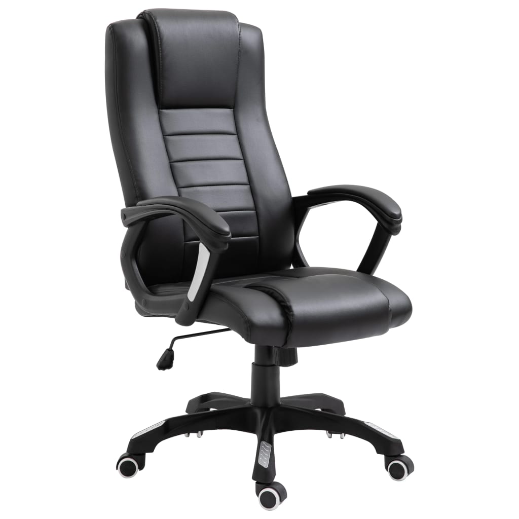 vidaXL Офис стол, черен, изкуствена кожа
