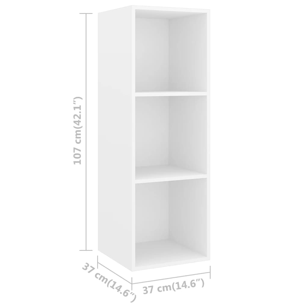 vidaXL ТВ шкаф за стенен монтаж, бял, 37x37x107 см, ПДЧ