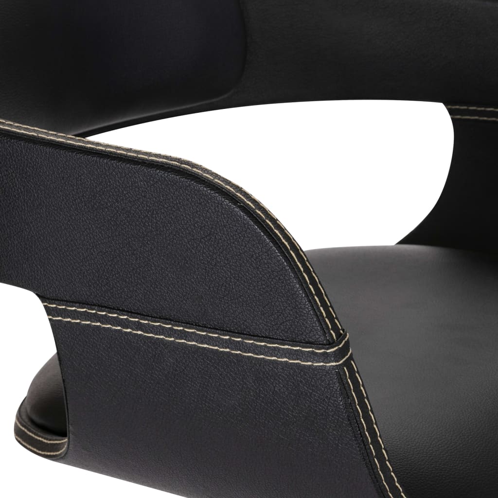 vidaXL Трапезен стол, черен, изкуствена кожа и извито дърво